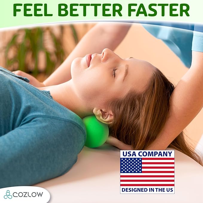 COZLOW Double Lacrosse Silicone Massage Ball - Jade Green - Peanut Trigger Point Roller for Mobility, Deep Tissue Therapy, Myofascial Release - Acupressure Tool for Muscle Pain Relief