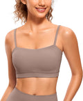 CRZ YOGA Butterluxe Womens Adjustable Spaghetti Thin Strap Sports Bra - Padded Wireless Square Neck Workout Yoga Clothes