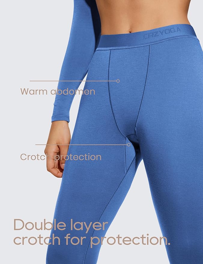 CRZ YOGA Soft Thermal Underwear Sets for Women Lightweight Long Johns Base Layer Pajamas Warm Top Bottom