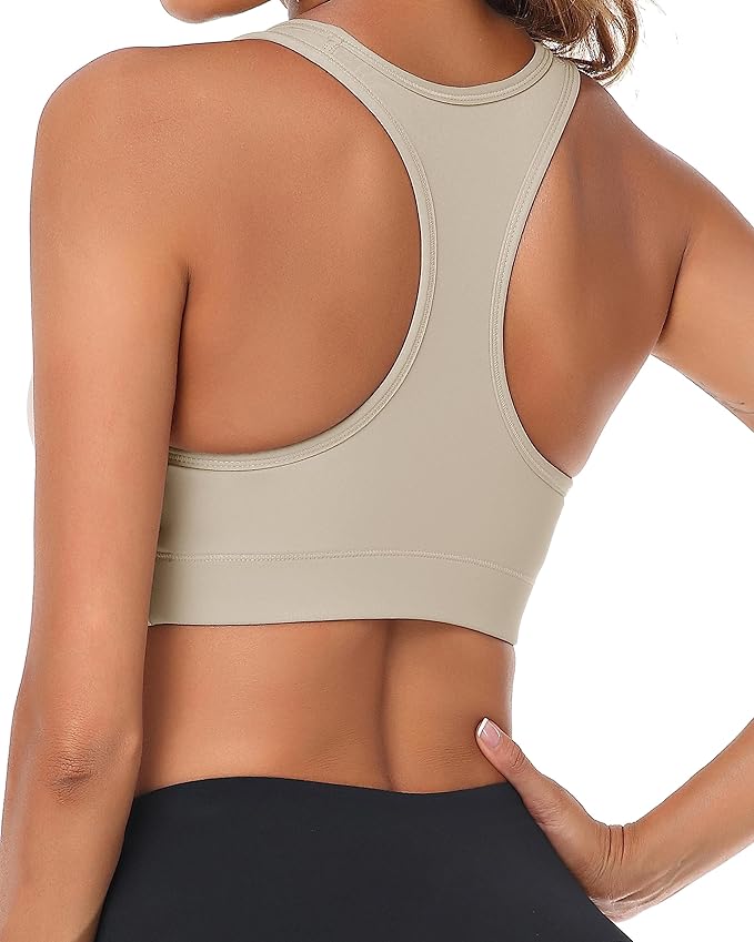 Oalka Women's Racerback Sports Fitness Support Workout Running Bras
