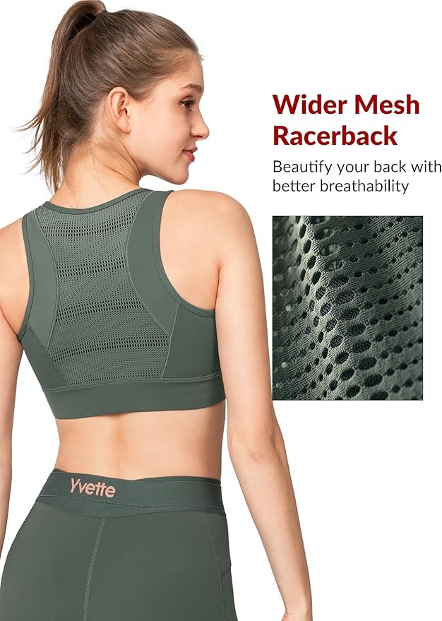 Yvette Front Closure Sports Bras for Women High Support Large Bust Supportive Sports Bra High Impact for Running