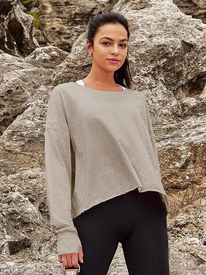 Panadila Womens Open Back Workout Top Long Sleeve Athletic Shirts Casual Crop Running Tee Y2k Yoga