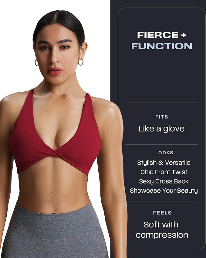 Aoxjox Women's Workout Sports Bras Fitness Metamorph Sienna Twist Bra Yoga Crop Tank