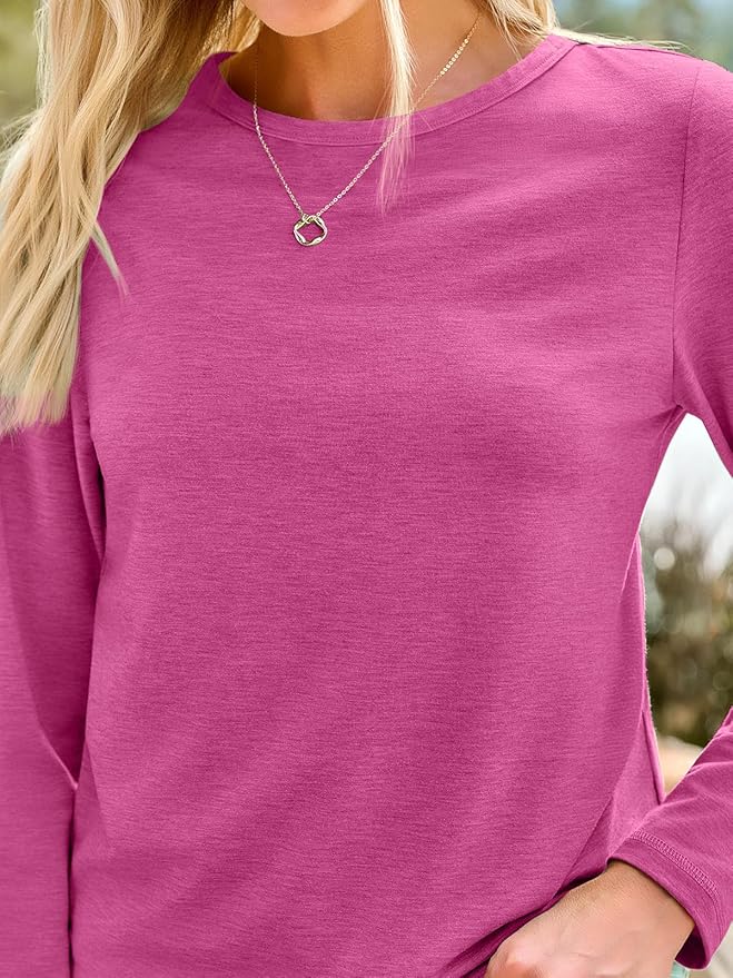 AUTOMET Women‘s Basic Long Sleeve Crewneck, Plus Size Winter & Spring Top, Casual Fall Tee for Teacher & Everyday Outfits