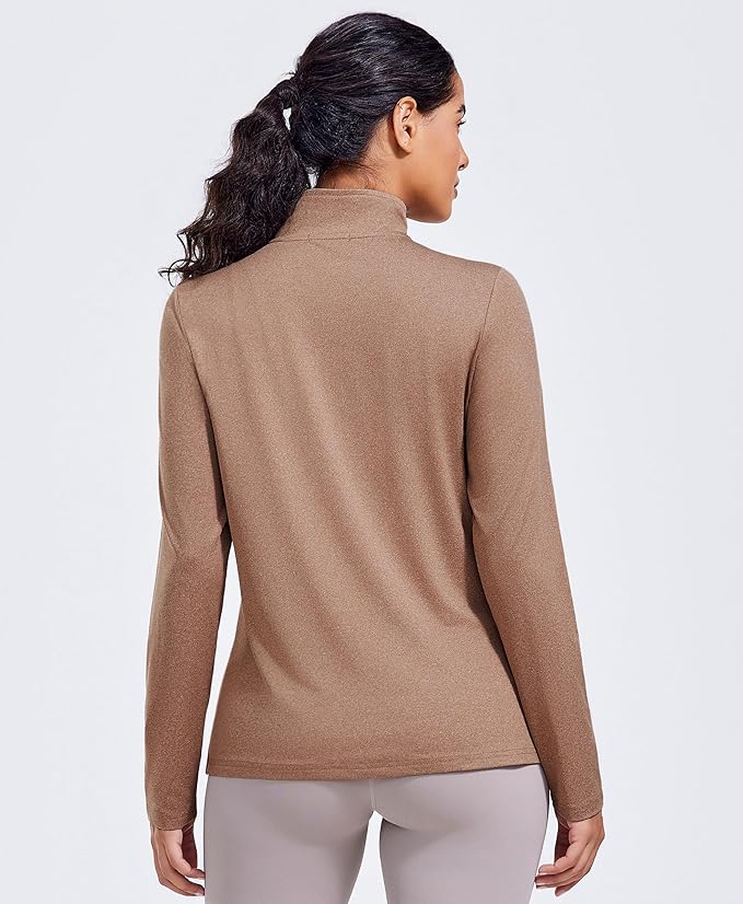 PINSPARK Workout Tops for Women Long Sleeve Athletic Shirt Quarter Zip Running Shirts Stretchy UPF 50+ Yoga Hiking Tee Top