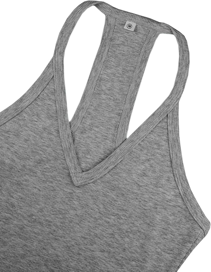 iGENJUN Workout Tops for Women Racerback Basic Tank Summer 2026 Camisole V Neck Slim Fit Ribbed Sleeveless