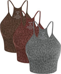 ODODOS Women's Crop 3-Pack Seamless Rib-Knit Camisole Crop Tank Tops