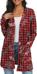 Womens Casual Lightweight with Pocketes Long Sleeve Open Front Cardigan