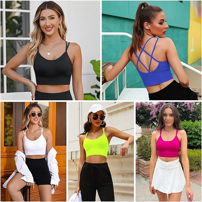 Sykooria 3 Pack Strappy Sports Bra for Women Sexy Crisscross for Yoga Running Athletic Gym Workout Fitness Tank Tops