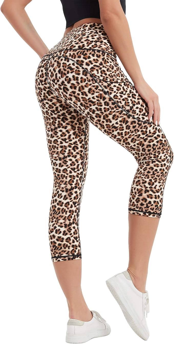 Stelle Women's Capri Yoga Pants with Pockets Essential High Waisted Leggings for Workout