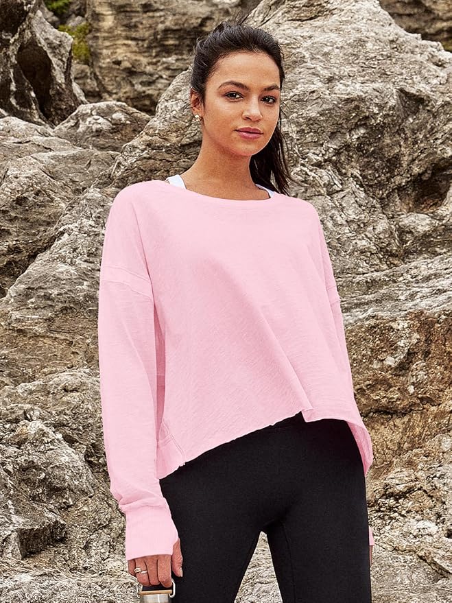 Panadila Womens Open Back Workout Top Long Sleeve Athletic Shirts Casual Crop Running Tee Y2k Yoga
