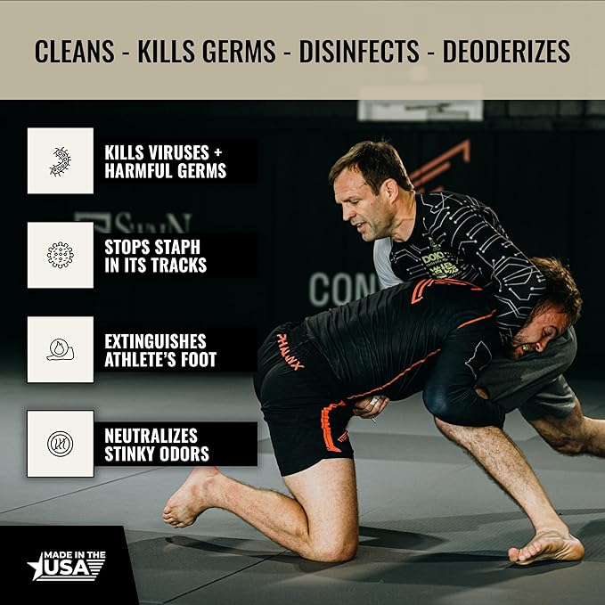 Dollamur Mat Attack! PLUS® Wrestling Mat Cleaner, Disinfecting, Rubber Floor Cleaner, and Fitness Equipment-Gallon