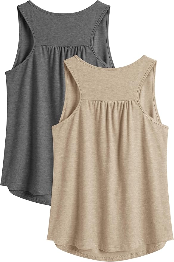 PINSPARK Workout Tops for Women Racerback Tank Tops Sleeveless Athletic Running Shirts Lightweight Yoga Gym Tank,2 Pack S-3XL