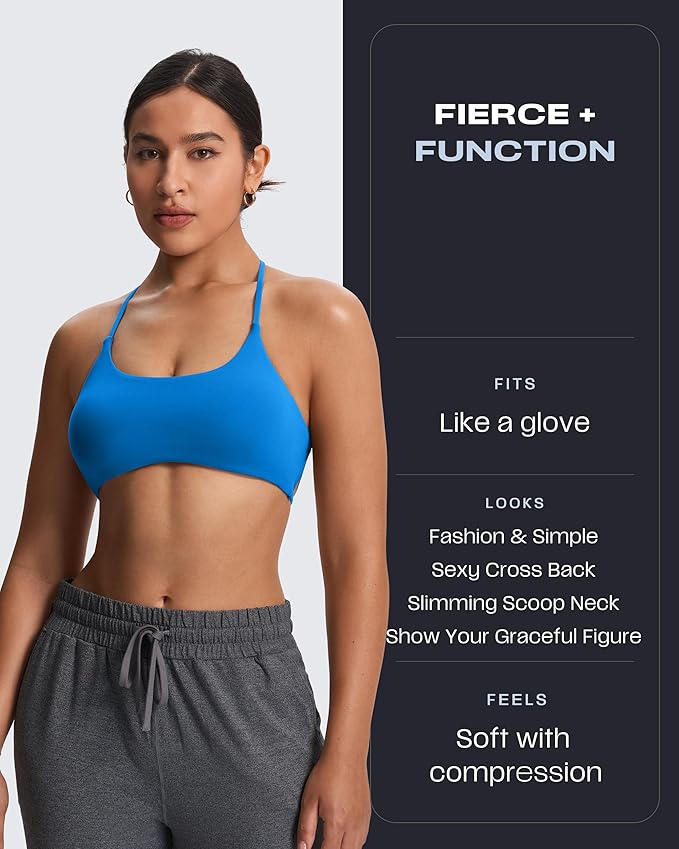 Aoxjox Women's Workout Sports Bras Fitness Trinity Ivy Low Impact Bra Yoga Crop Tank