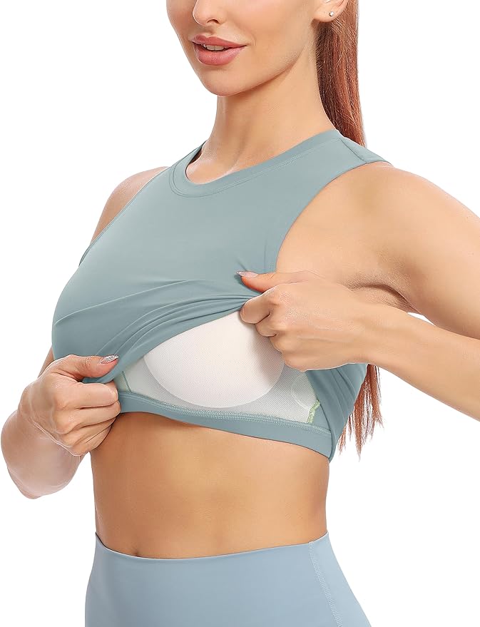 Natural Feelings Nudi Sports Bras for Women Removable Padded Yoga Tank Tops Sleeveless Fitness Workout Crop Tops
