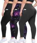 3 Pack Plus Size Leggings with Pockets for Women - High Waisted Tummy Control Spandex Soft Black Workout Yoga Pants