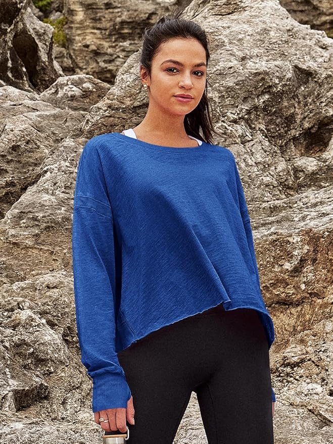 Panadila Womens Open Back Workout Top Long Sleeve Athletic Shirts Casual Crop Running Tee Y2k Yoga
