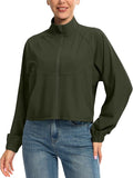 Soothfeel Women's Athletic workout Jacket Lightweight UPF 50+ Long Sleeve Sun Protection Shirts Zip Up Cropped Hiking Tops