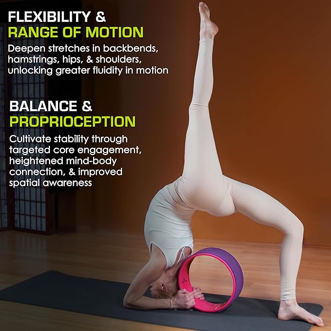 ProsourceFit Yoga Wheel Prop 12” for Improving Yoga Poses, Backbends, Flexibility, Balance, Stretching, Relaxation