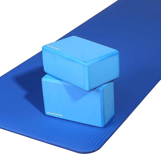 Fitvids Set of 2 High Density Yoga Blocks, 9"x6"x4" Each, Pair, Multiple Colors