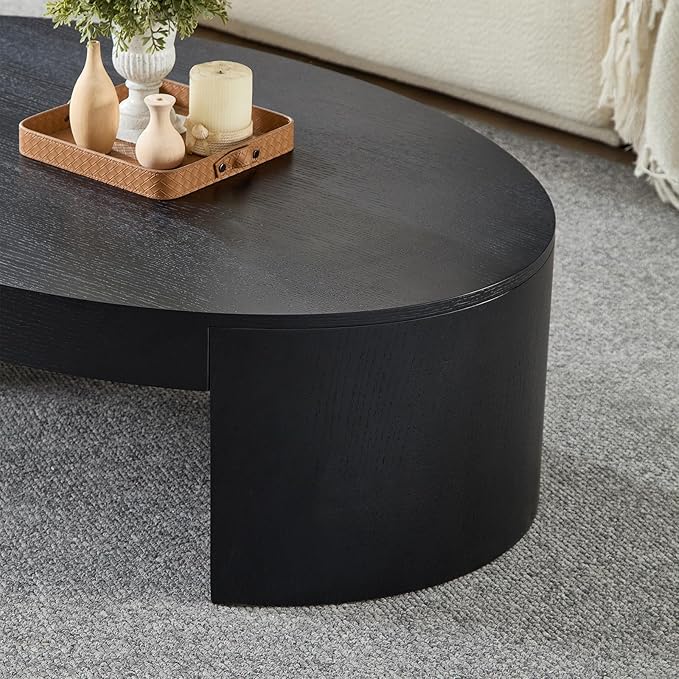 42.24” Modern Oval Coffee Table, MDF Center Table, Conference Table, Minimalist Accent Dinning Coffee Table for Living Room, Apartment,Office,Courtyard,No Assembly.(Black)