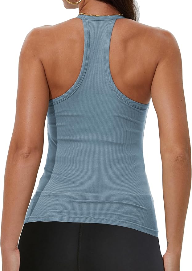 iGENJUN Workout Tops for Women Racerback Basic Tank Summer 2026 Camisole V Neck Slim Fit Ribbed Sleeveless