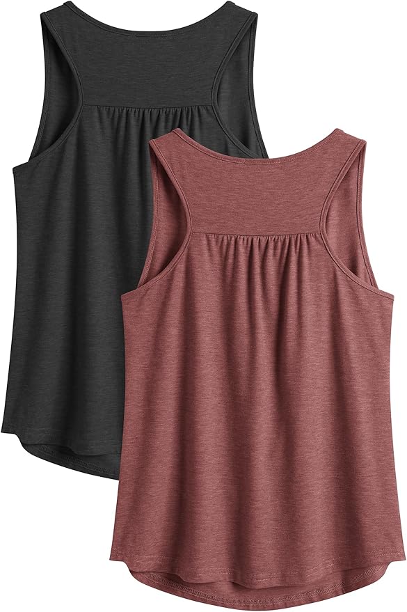 PINSPARK Workout Tops for Women Racerback Tank Tops Sleeveless Athletic Running Shirts Lightweight Yoga Gym Tank,2 Pack S-3XL