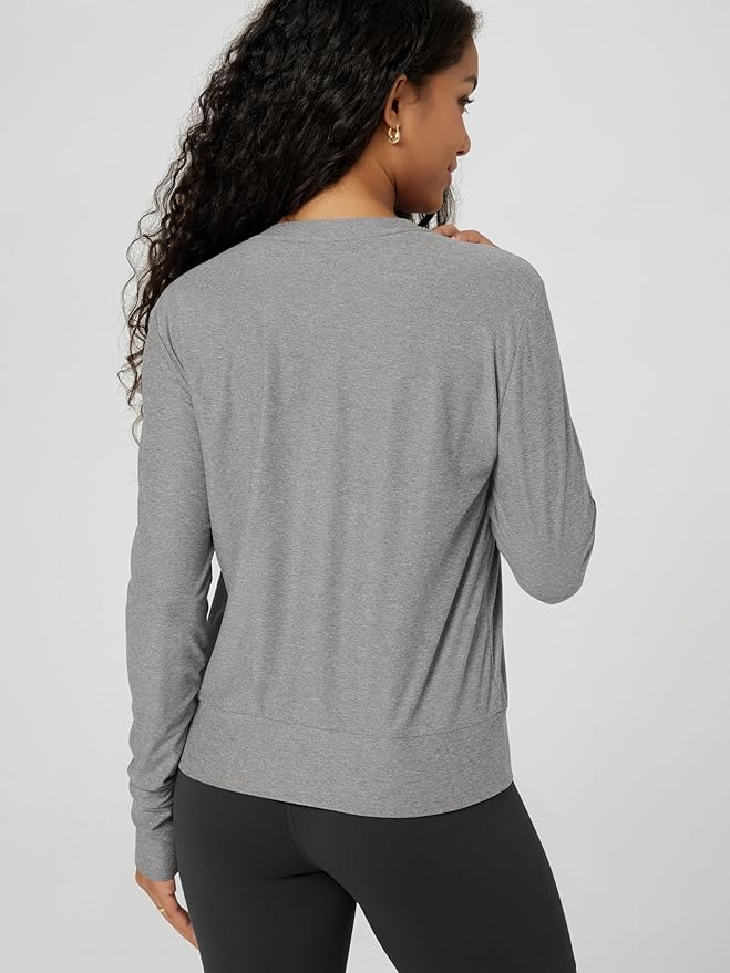 ODODOS Women's Long Sleeve Crewneck Tee - Ultra-Soft odSTRATUM Tech Performance T-Shirts UPF 50+ Daily Pullover Tops