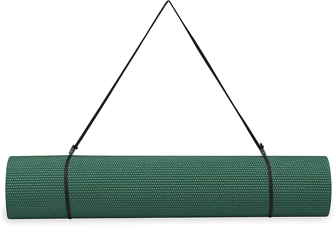 Gaiam Essentials 1/4" Thin (6mm) Yoga & Pilates, Fitness & Exercise Mat with Easy-Cinch Carrier Strap Cusion Support For Fitness and Gym Workouts