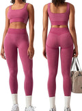 OLCHEE Womens Workout Sets 2 Piece Seamless Square Neck Sports Bra Padded Butt Lifting Leggings High Waist Yoga Gym Outfits