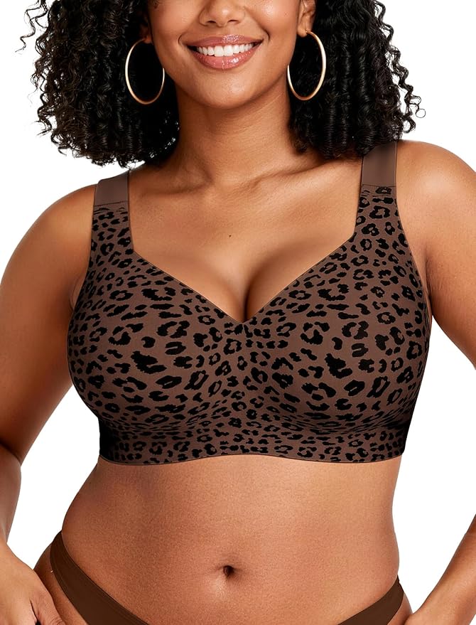 OEAK Womens Wireless Jelly Bra Plus Size Supportive Seamless Bras Full Coverage Push Up Comfortable No Underwire Tshirt Bras