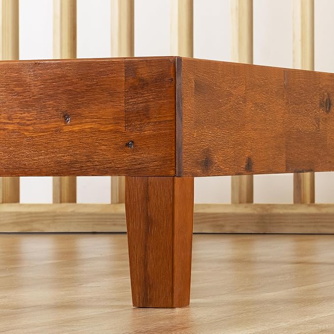 Mellow Naturalista Grand - 12 Inch Solid Wood Platform Bed with Wooden Slats - No Box Spring Needed - King (Cherry)