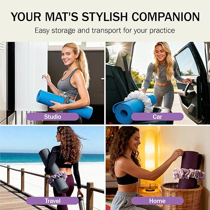 Slim Panda Yoga Mat Scrunchie,Style & Cute Mat Holder,Stretchable Velvet Fabric Fit All Standard Yoga Mats (mat not included)