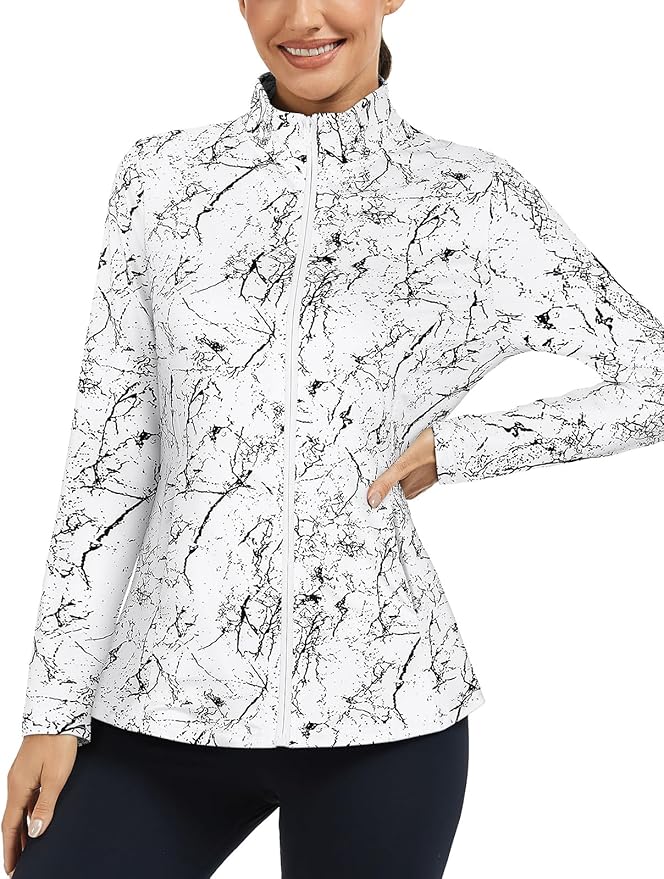 LURANEE Women's Golf Athletic Jackets with Pleated Tennis Skirt Hem Lightweight Full Zip Long Sleeve Shirts with Pockets