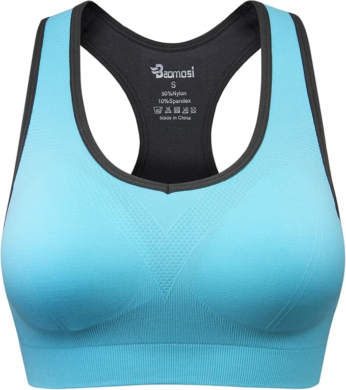 Women's Seamless Racerback Sports Bra High Impact Support Yoga Gym Workout Fitness