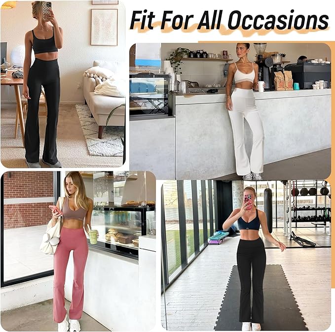 3 Packs Women's Flare Leggings with Pockets, Soft High Waisted Tummy Control Bootcut Workout Yoga Pants