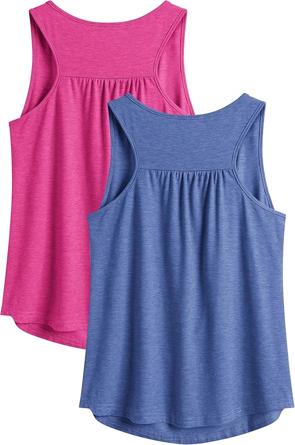 PINSPARK Workout Tops for Women Racerback Tank Tops Sleeveless Athletic Running Shirts Lightweight Yoga Gym Tank,2 Pack S-3XL