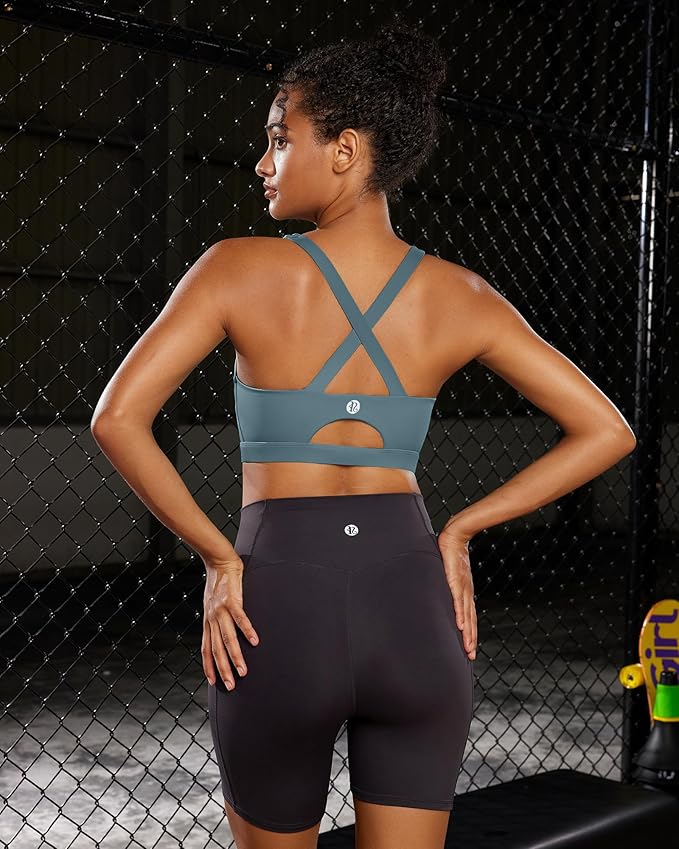 RUNNING GIRL Sports Bra for Women High Support,Molded Cup Strappy Running Sports Bras with Sewn in Pads