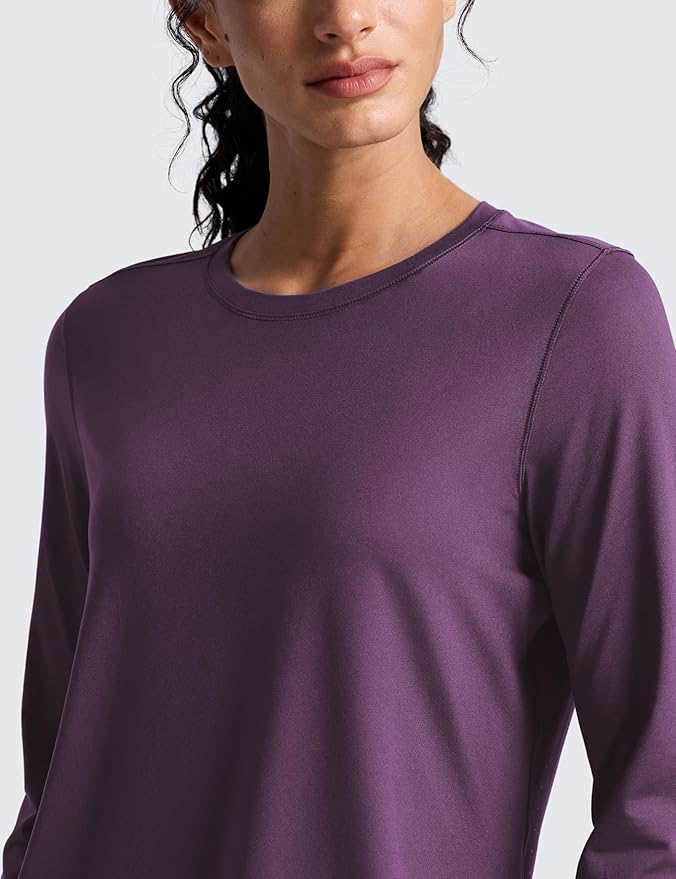 CRZ YOGA Lightweight Workout Long Sleeve Shirts for Women - Gym Running Fall Athletic Training T-Shirts High Neck Tops