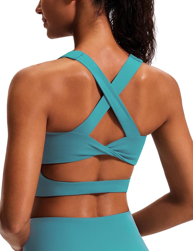 Sports Bras for Women Criss-Cross Back Padded Workout Tank Tops Medium Support Crop Tops for Women