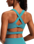 Sports Bras for Women Criss-Cross Back Padded Workout Tank Tops Medium Support Crop Tops for Women