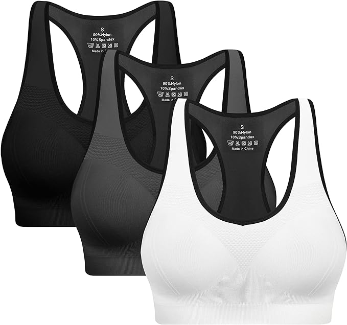 Racerback Sports Bras for Women with Pads - High Impact Athletic Tank Tops for Yoga and Workout Brassieres Bra