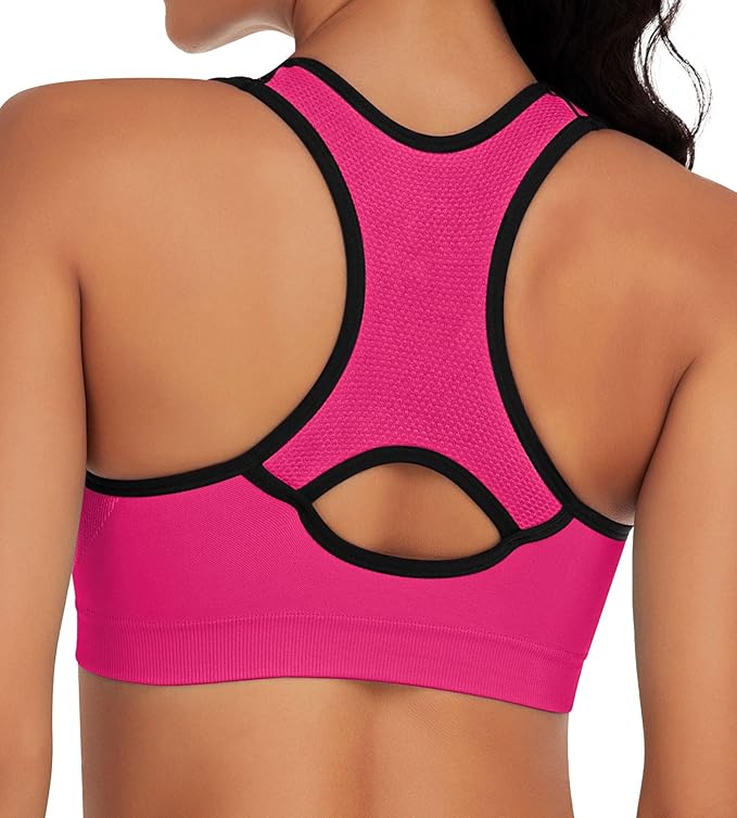 Racerback Sports Bras for Women with Pads - High Impact Athletic Tank Tops for Yoga and Workout Brassieres Bra