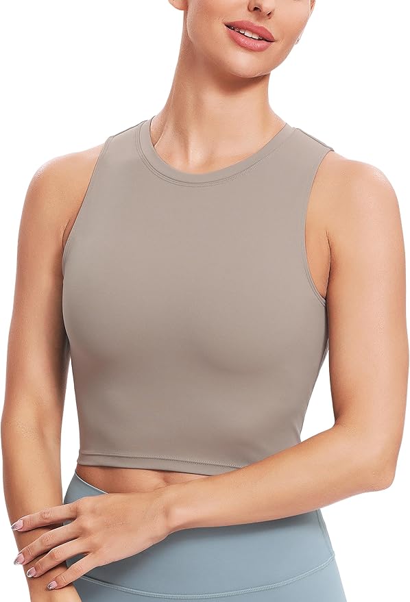 Natural Feelings Nudi Sports Bras for Women Removable Padded Yoga Tank Tops Sleeveless Fitness Workout Crop Tops