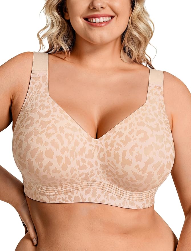 OEAK Womens Wireless Jelly Bra Plus Size Supportive Seamless Bras Full Coverage Push Up Comfortable No Underwire Tshirt Bras