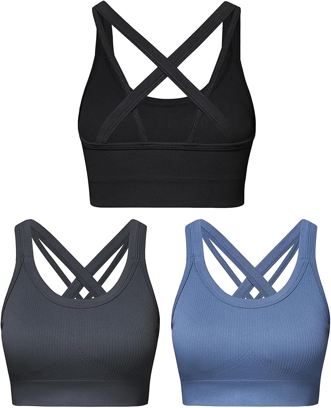 Sports Bras for Women HIigh Support, Criss-Cross Back Padded Strappy High Impact Sports Bras for Women Large Bust
