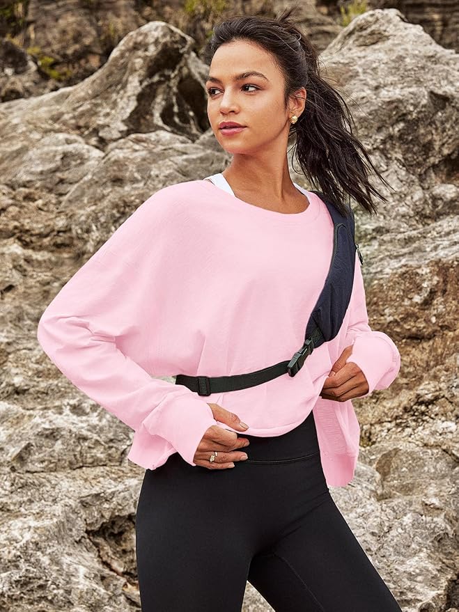 Panadila Womens Open Back Workout Top Long Sleeve Athletic Shirts Casual Crop Running Tee Y2k Yoga