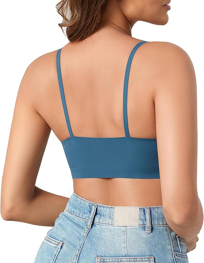 DEANGELMON V Neck Bra Padded Seamless Adjustable Straps Bralettes Everyday Basic Sleeping Bras Multiple Pack