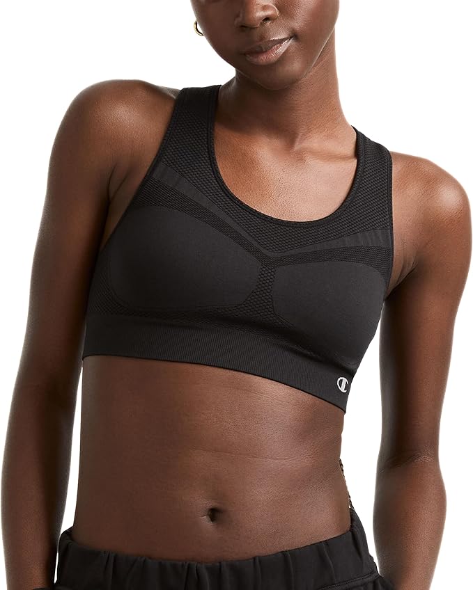 Champion Women's Sports Bra, Infinity Racerback, Moderate Support, Seamless Sports Bra for Women