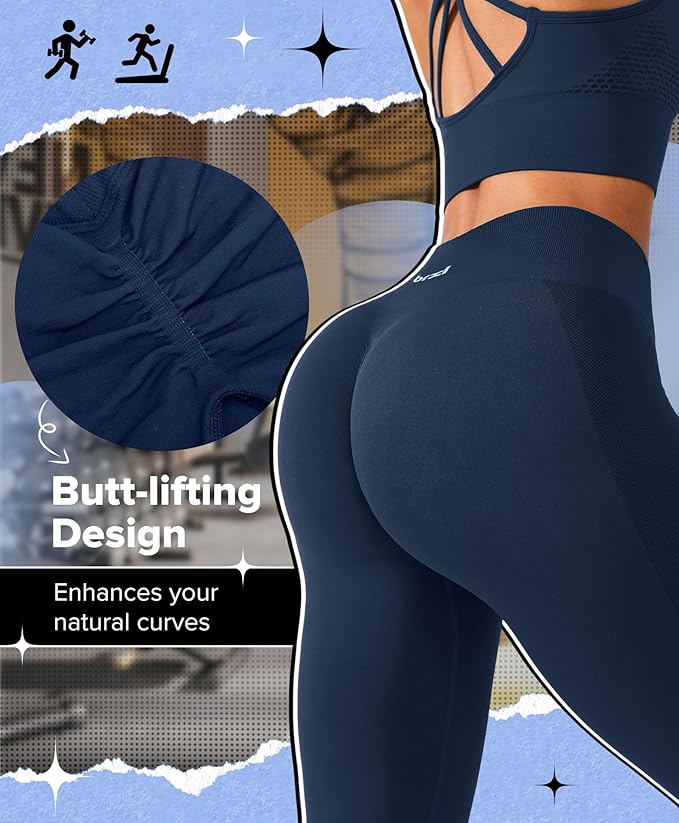 BRXL Butt Lifting Lycra No Front Seam Workout Leggings for Women Tummy Control High Waist Seamless Gym Running Leggings